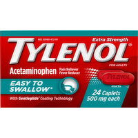 Tylenol Acetaminophen, Extra Strength, 500 mg, Caplets - 24 Each 