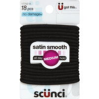 Scunci Elastics, Satin Smooth, Medium - 18 Each 