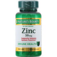 Nature's Bounty Zinc, Immune Health, 50 mg, Tablets - 100 Each 