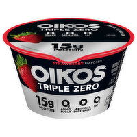 Oikos Triple Zero Yogurt, Nonfat, Strawberry Flavored - 5.3 Ounce 