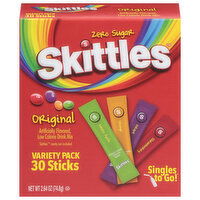 Skittles Drink Mix, Zero Sugar, Original, Singles To Go!, Variety Pack - 30 Each 