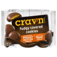 Crav'n Flavor Cookies, Peanut Butter, Fudgy Covered - 9.5 Ounce 