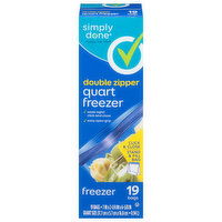 Simply Done Freezer Bags, Double Zipper, Quart Size - 19 Each 