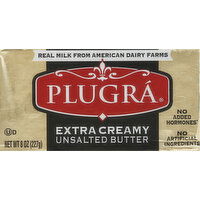 Plugra Butter, Unsalted, Extra Creamy - 8 Ounce 