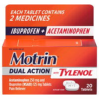 Motrin Ibuprofen + Acetaminophen, Dual Action, Tablets - 20 Each 