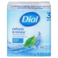 Dial Bar Soap, Antibacterial, Deodorant, Spring Water Scent - 3 Each 