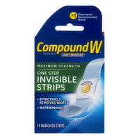 CompoundW Medicated Strips, Wart Remover, One Step, Invisible, Maximum Strength - 14 Each 