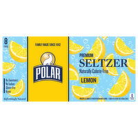 Polar Naturally Calorie-Free Premium Lemon Seltzer - 8 Each