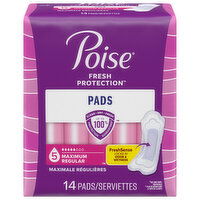 Poise Pads, Maximum, Regular - 14 Each 