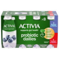 Activia Yogurt Drink, Low Fat, Blueberry/Strawberry, Probiotic Dailies - 8 Each 