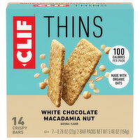 CLIF CLIF Thins - White Chocolate Macadamia Nut - Crispy Snack Bars - Made with Organic Oats - Non-GMO - Plant-Based - 100 Calorie Packs - 0.78 oz. (7 Pack) - 5.46 Ounce 