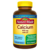 Nature Made Calcium, with D3, 600 mg, Softgels - 100 Each 