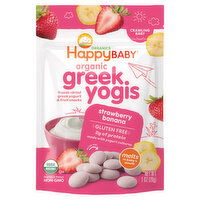HappyBaby Greek Yogis, Organic, Strawberry Banana, Crawling Baby - 1 Ounce