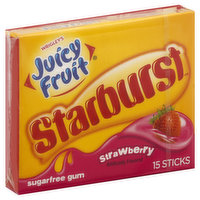 Juicy Fruit Gum, Sugarfree, Starburst Strawberry - 15 Each 