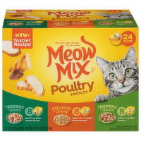 Meow Mix Cat Food, Poultry Selects, Tenders in Sauce, Chunks in Gravy - 24 Each 