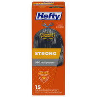 Hefty Trash Bags, Drawstring, Multipurpose, Large, 30 Gallon - 15 Each 