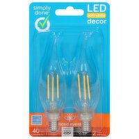 Simply Done Light Bulbs, LED, Soft White, Clear, Decor, 40 Watts