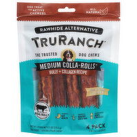 TruRanch Dog Chews, Colla-Rolls, Bully + Collagen Recipe, Medium, 4 Pack