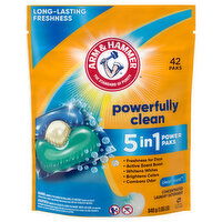 Arm & Hammer Laundry Detergent, Concentrated, Clean Burst, 5 in 1, Power Paks - 42 Each 