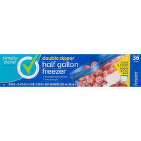 Simply Done Freezer Bags, Double Zipper, Half Gallon