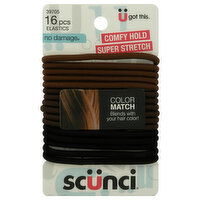 Scunci Elastics, Comfy Hold, Color Match - 16 Each 