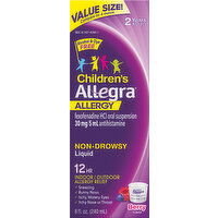 Allegra Allergy, Children's, Non-Drowsy, 12 Hr, Berry Flavor, Liquid, Value Size