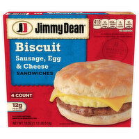 Jimmy Dean Sandwiches, Sausage, Egg & Cheese, Biscuit - 4 Each 