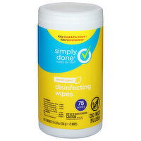 Simply Done Disinfecting Wipes, Lemon Scent - 75 Each 