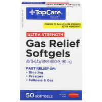 TopCare Gas Relief, Ultra Strength, 180 mg, Softgels - 50 Each 