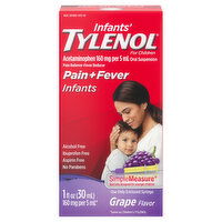 Infants' Tylenol Pain + Fever, 160 mg, Grape Flavor - 1 Fluid ounce 