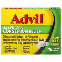 Advil Allergy & Congestion Relief, Coated Tablets - 10 Each 