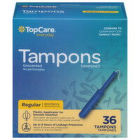 TopCare Tampons, Plastic Applicator, Regular Absorbency, Unscented - 36 Each 