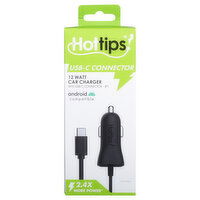 Hottips! Car Charger, USB-C Connector, 12 Watt, 4 Ft - 1 Each 