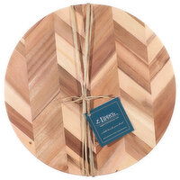 Lipper Board, with Inset Handles, Round, Acacia Herringbone - 1 Each 