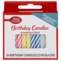 Betty Crocker Birthday Candles, Rainbow Stripe - 24 Each 