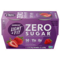 Dannon Yogurt, Strawberry, Zero Sugar - 4 Each 