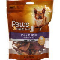 Paws Happy Life Dog Chews, Pig Ear Strips - 6 Ounce 