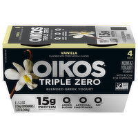 Oikos Triple Zero Yogurt, Nonfat, Blended, Greek, Vanilla, 4 Pack - 4 Each 