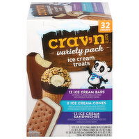 Crav'n Flavor Ice Cream Treats, Variety Pack - 32 Each 