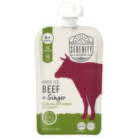 Serenity Kids Beef + Ginger, with Pea, Bell Pepper & Broccoli, Grass Fed, 6+ Months - 3.5 Ounce 