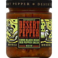 Desert Pepper Salsa, Corn Black Bean Red Pepper, Medium - 16 Ounce 