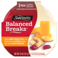 Sargento Balanced Breaks, Sharp Cheddar/Cashews/Cranberries, 3 Pack