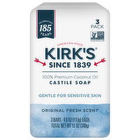 Kirk's Castile Soap, Original Fresh Scent, Gentle, 3 Pack - 3 Each 