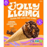 Jolly Llama Cones, Gluten-Free & Dairy-Free, Caramel Chocolate Chip - 3 Each 