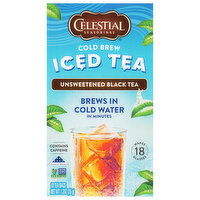 Celestial Seasonings Iced Tea, Cold Brew, Unsweetened Black, Tea Bags - 18 Each