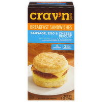 Crav'n Flavor Breakfast Sandwiches, Sausage, Egg & Cheese Biscuit, Single Pack