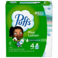 Puffs Facial Tissues, 2-Ply, Gentle & Soothing - 4 Each 