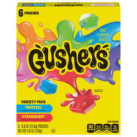 Gushers Fruit Flavored Snacks, Tropical/Strawberry, Variety Pack