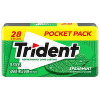 Trident Sticks, Sugar Free, Spearmint, Pocket Pack - 28 Each 