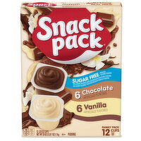 Snack Pack Pudding, Sugar Free, Chocolate/Vanilla, Family Pack, 12 Pack - 12 Each